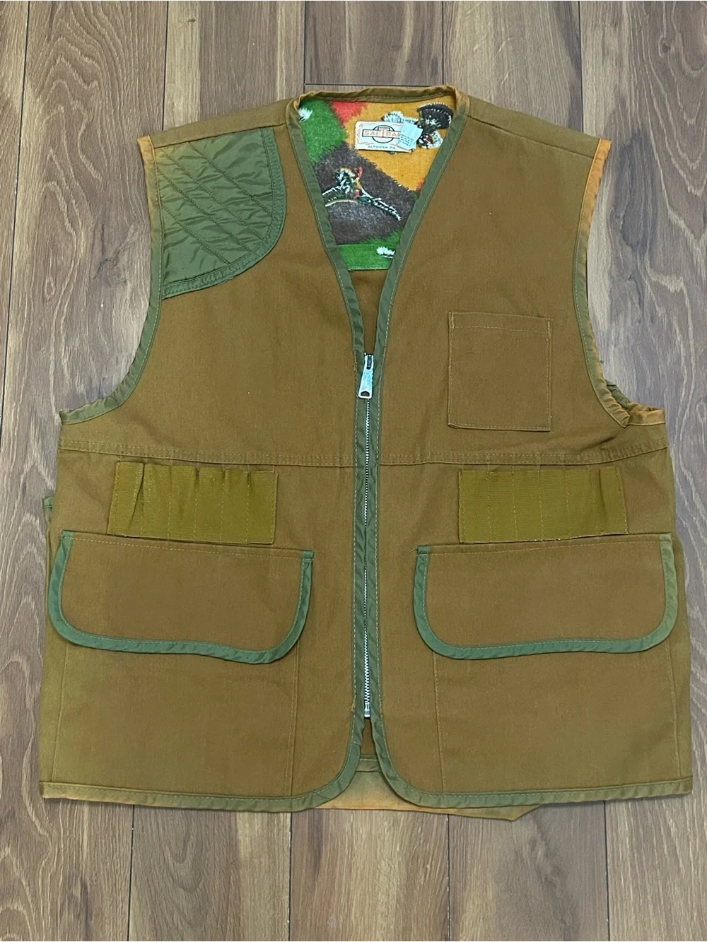Vintage 60s Original SAFTBAK Men's Bird HUNTING Vest w/ Back Pouch Size LARGE